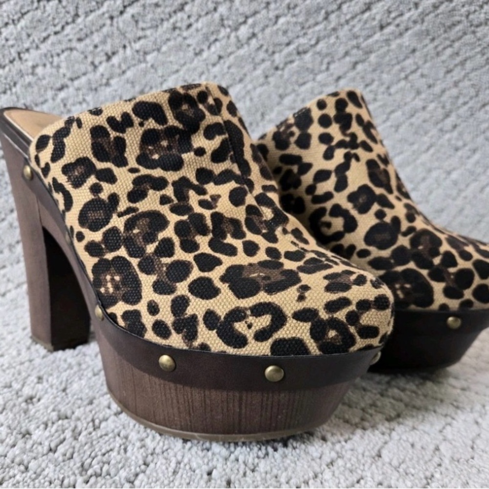 Report Leopard Print Platform Mules - image 1